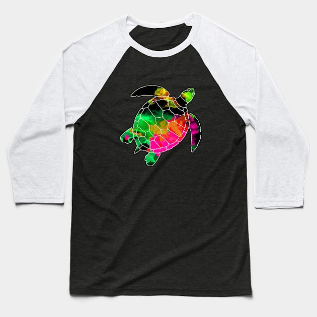 Water Color Sea Turtle Baseball T-Shirt by JonHerrera